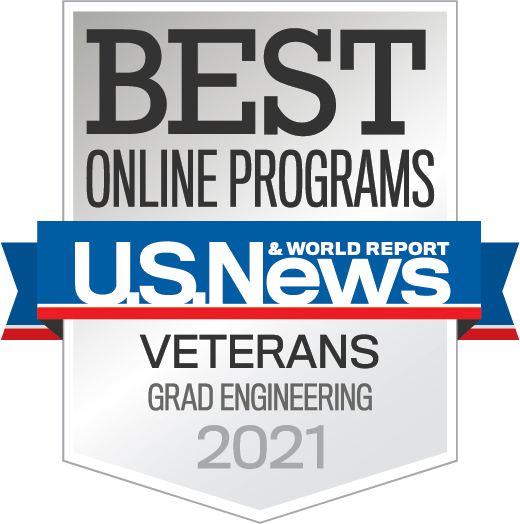 US News & World Report Best Online Programs Grad Engineering Veterans 2021 Badge